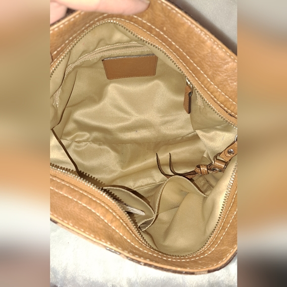 COACH GENUINE LEATHER AND SATIN JACQUARD BUCKET BAG - Picture 14 of 16